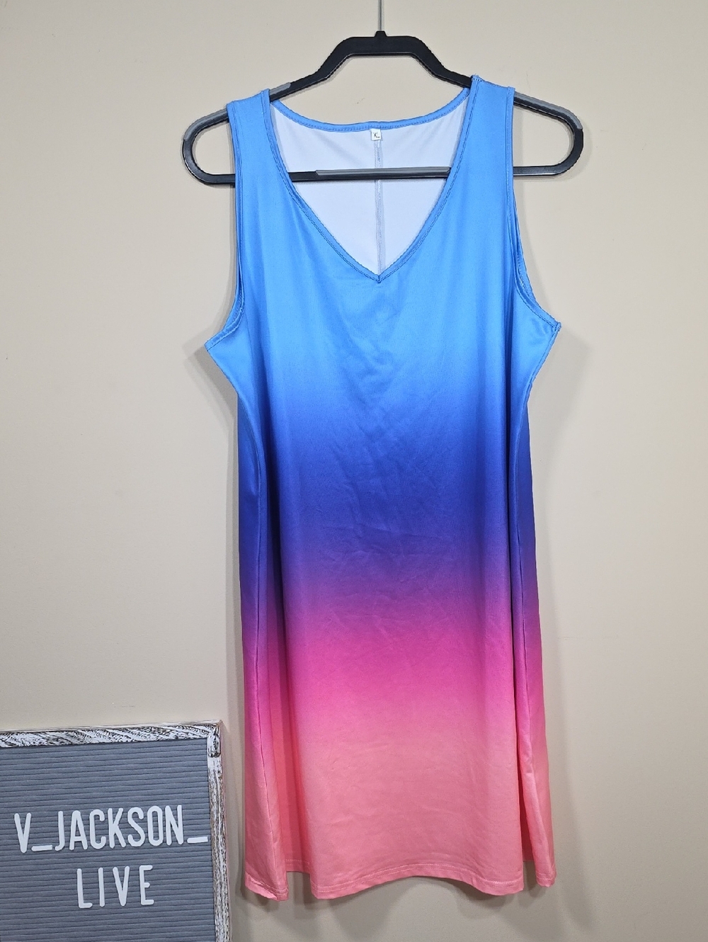 Blue to Pink Ombre Sleeveless Dress